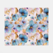 Blaue Blumen Alkohol Tinte in weichen Pasten Fleecedecke (Vorderseite (Horizontal))