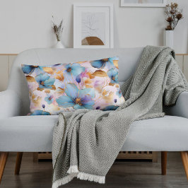 Blaue Blumen Alkohol Tinte in weichen Pasten Kissenbezug