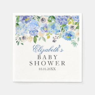 Blaue Blumen-Aquarell-Baby-Shower-Servietten Serviette