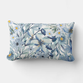 Blaue Blumen Aquarell Blumenkunst  Lendenkissen