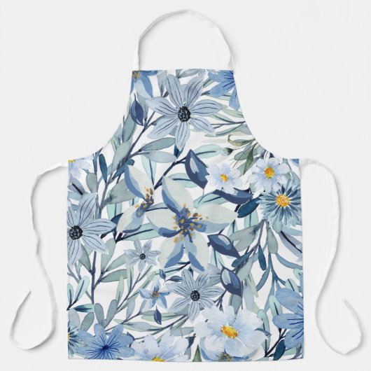Blaue Blumen Aquarell Blumenkunst Schürze (Vorderseite)