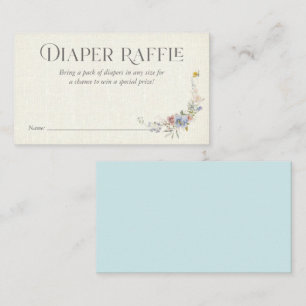 Blaue Blumen-Aquarell-Jute-Windel-Raffle-Einlage Visitenkarte