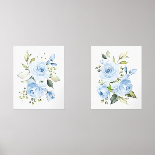 Blaue Blumen, Aquarellfarben-Blume, Junge Kinderzi Bilderwand Sets (Vorderseite)
