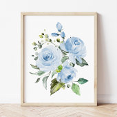 Blaue Blumen, Aquarellfarben-Blume, Junge Kinderzi Bilderwand Sets