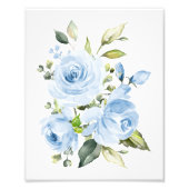 Blaue Blumen, Aquarellfarben-Blume, Junge Kinderzi Fotodruck (Vorne)