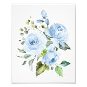 Blaue Blumen, Aquarellfarben-Blume, Junge Kinderzi Fotodruck (Vorne)