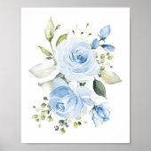 Blaue Blumen, Aquarellfarben-Blume, Junge Kinderzi Poster (Vorne)