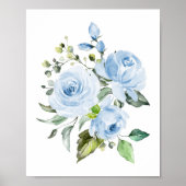 Blaue Blumen, Aquarellfarben-Blume, Junge Kinderzi Poster (Vorne)