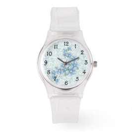 Blaue Blumen Armbanduhr