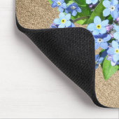 Blaue Blumen auf Burlap Country Mousepad (Ecke)