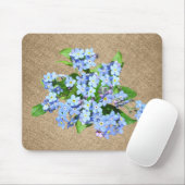 Blaue Blumen auf Burlap Country Mousepad (Mit Mouse)
