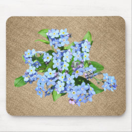 Blaue Blumen auf Burlap Country Mousepad