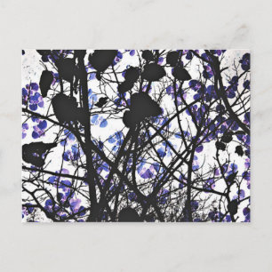 Blaue Blumen auf dem Winterbaumkonzept digitale Ku Postkarte