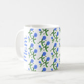 Blaue Blumen auf der Mama Kaffeetasse (Vorderseite Links)
