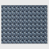 Blaue Blumen auf dunkelblau Geschenkpapier (Flach)