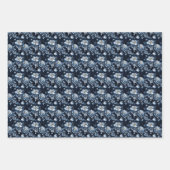 Blaue Blumen auf dunkelblau Geschenkpapier Set (Vorderseite 2)