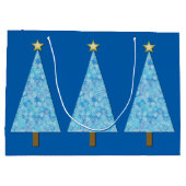 Blaue Blumen auf einem modernen Weihnachtsbaum Große Geschenktüte (Rückseite)