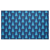 Blaue Blumen auf einem modernen Weihnachtsbaum Stoff (Fat Quarter (45,7 x 55,9 cm))