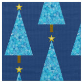 Blaue Blumen auf einem modernen Weihnachtsbaum Stoff (Nahaufnahme)