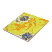 Blaue Blumen auf Gelb Fliese (Seite)