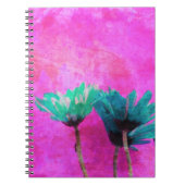 Blaue Blumen auf grungy Pink Notizblock (Vorderseite)