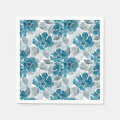 Blaue Blumen auf hellgrauem Hintergrund. Serviette (Vorderseite)