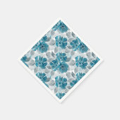 Blaue Blumen auf hellgrauem Hintergrund. Serviette (Ecke)