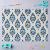 Blaue Blumen auf Linenmuster-Decoupage Seidenpapier (Basteln)