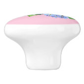 Blaue Blumen auf pastellrosa Keramik Pull Keramikknauf (Seitenansicht)