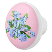 Blaue Blumen auf pastellrosa Keramik Pull Keramikknauf (Rechts)