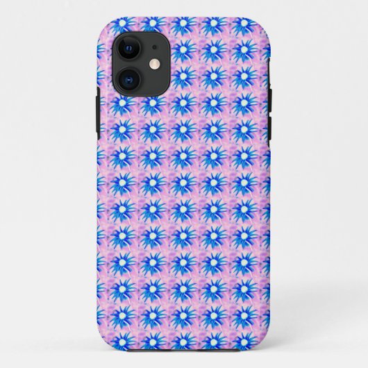 blaue Blumen auf rosa Hülle (Rückseite)