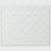 Blaue Blumen auf Weiß Geschenkpapier (Flach)