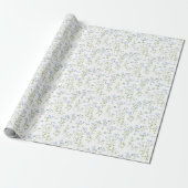 Blaue Blumen auf Weiß Geschenkpapier (Ungerollt)