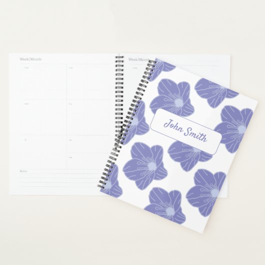 Blaue Blumen auf White_ Floral Muster Script Planer (Anzeige)