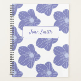 Blaue Blumen auf White_ Floral Muster Script Planer