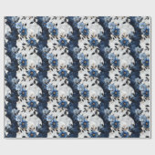 Blaue Blumen aus Marmor Geschenkpapier (Flach)