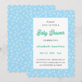 Blaue Blumen Baby Shower Einladung (Vorne/Hinten)