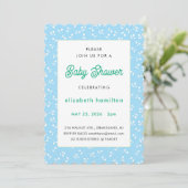Blaue Blumen Baby Shower Einladung (Stehend Vorderseite)