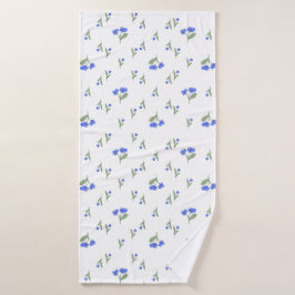 Blaue Blumen Badhandtuch Set