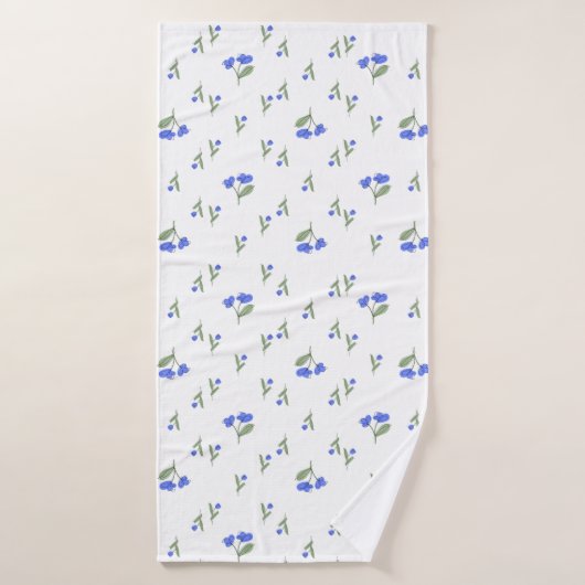 Blaue Blumen  Badhandtuch Set (Badehandtuch)