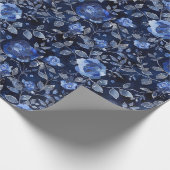 Blaue Blumen Blätter Geburtstag Geschenkpapier (Ecke)