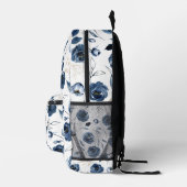 Blaue Blumen Blumenmuster Bedruckter Rucksack (Rechts)