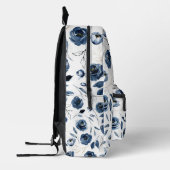 Blaue Blumen Blumenmuster Bedruckter Rucksack (Links)
