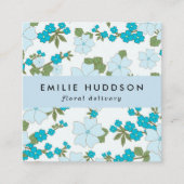 Blaue Blumen, Blumenmuster, Florist, Blume Shop Quadratische Visitenkarte (Vorderseite)