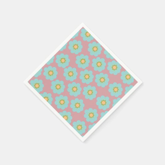Blaue Blumen Blumenmuster Muster Custom Background Serviette (Ecke)