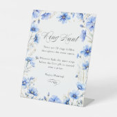 Blaue Blumen Blumenstrauß Brautparty Ring Hunt Spi Sockelschild (Vorderseite)