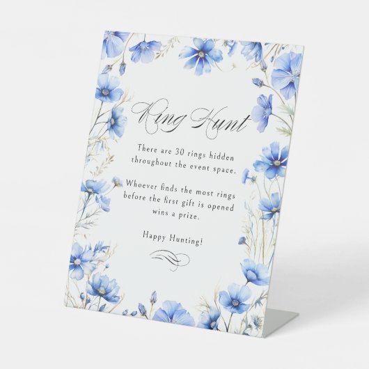 Blaue Blumen Blumenstrauß Brautparty Ring Hunt Spi Sockelschild (Vorderseite)