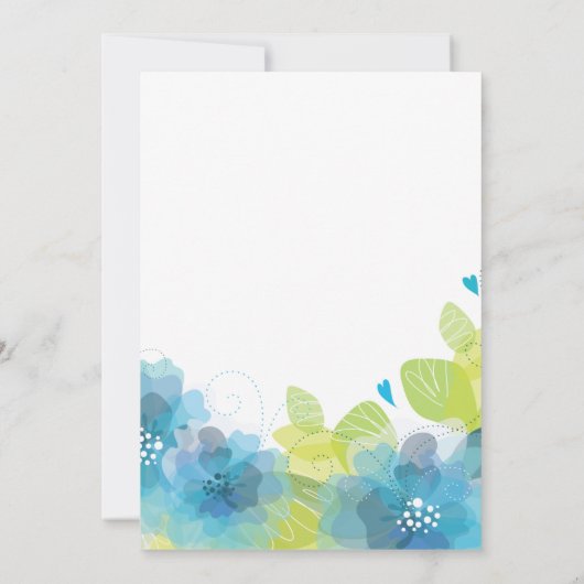 Blaue Blumen Blütenfrühlingshochzeit Einladung (Rückseite)