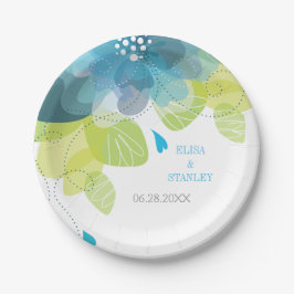 Blaue Blumen Blütenfrühlingshochzeit Pappteller