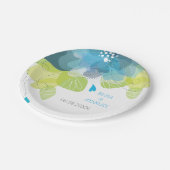 Blaue Blumen Blütenfrühlingshochzeit Pappteller (Schrägansicht)